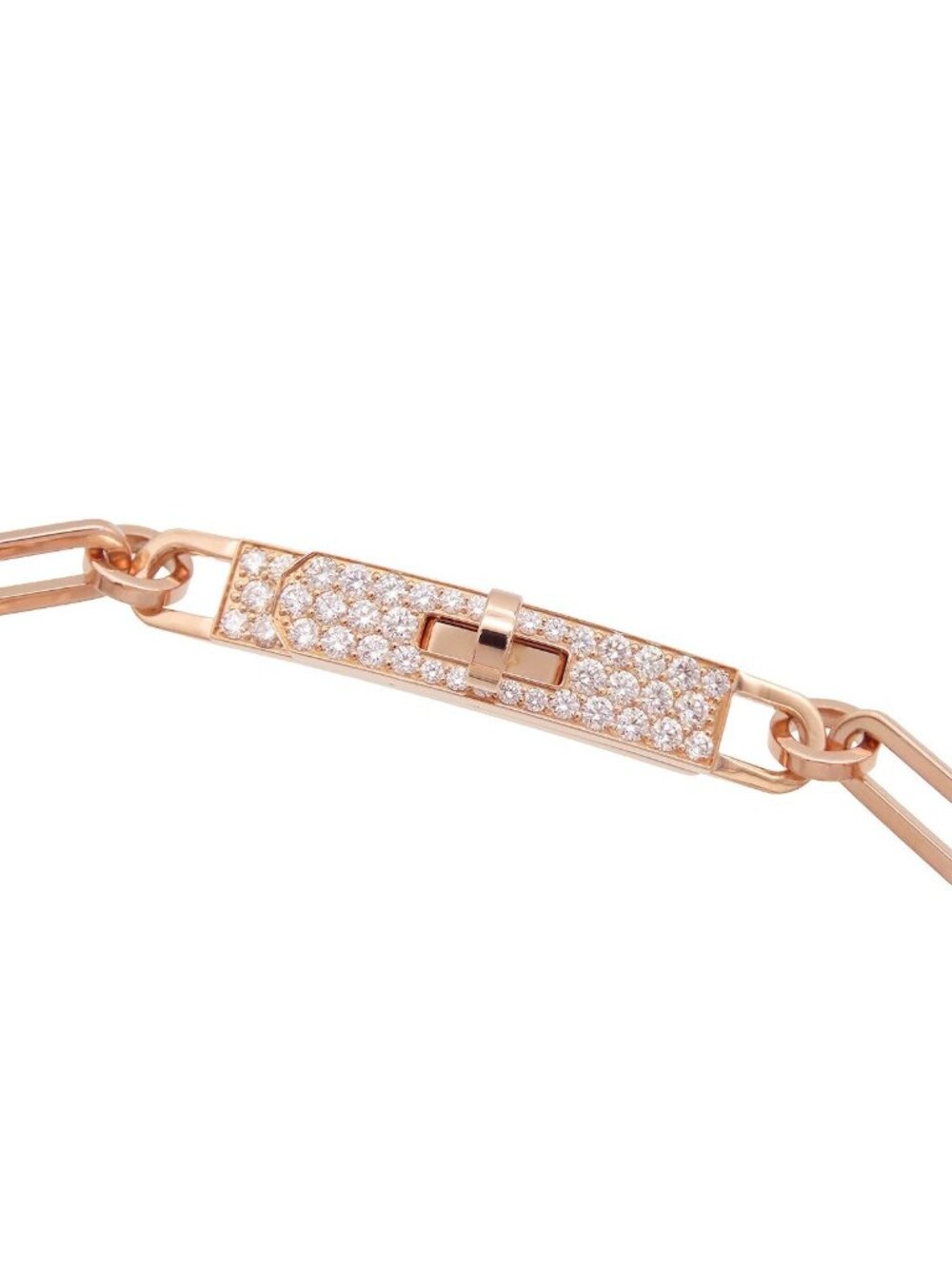 Hermes Kelly Chaine Pink Gold 18k Diamond ST Bracelet - Picture 5 of 9